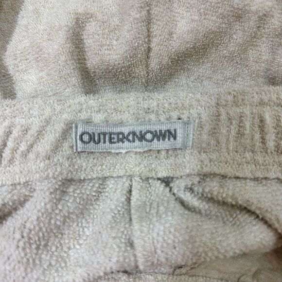 Outerknown Hightide Wide Leg Terrycloth Beach Lounge Pant in Oatmeal - Picture 4 of 9